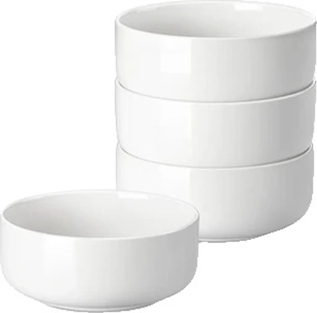 Ciotole Cereali MALACASA Design Minimal 4 Pezzi - Estetica Bianco Puro