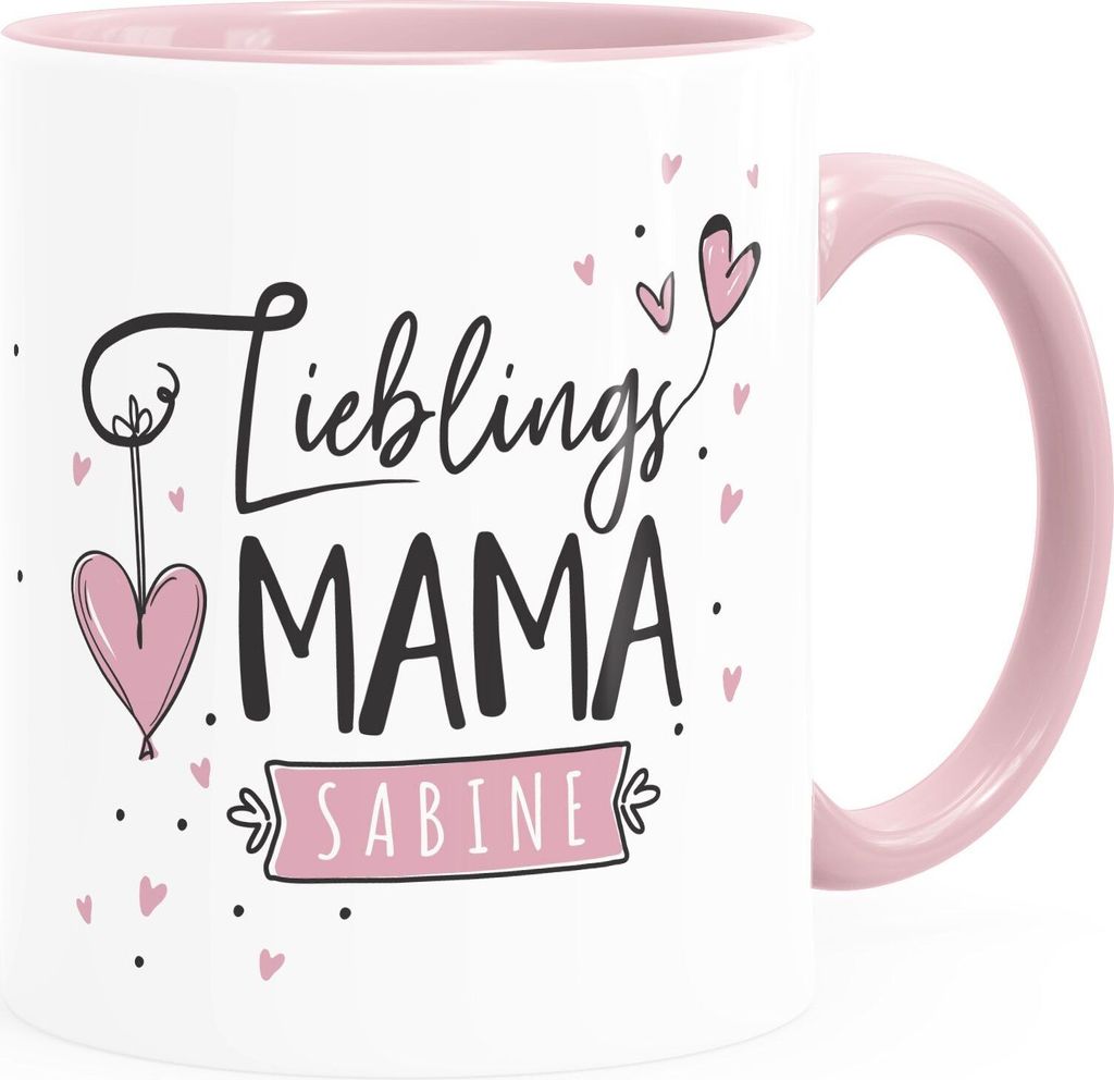 Tasse Lieblings-Mama personalisierbar mit Namen persönliche Geschenke kleines Dankeschön SpecialMe inner-rosa Keramik-Tasse