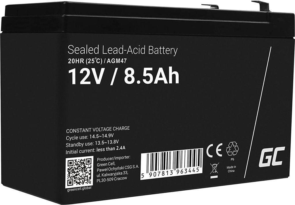 Green Cell® AGM 12V 8,5Ah Akku VRLA Blei-Batterie Bleiakku Produktbild 
