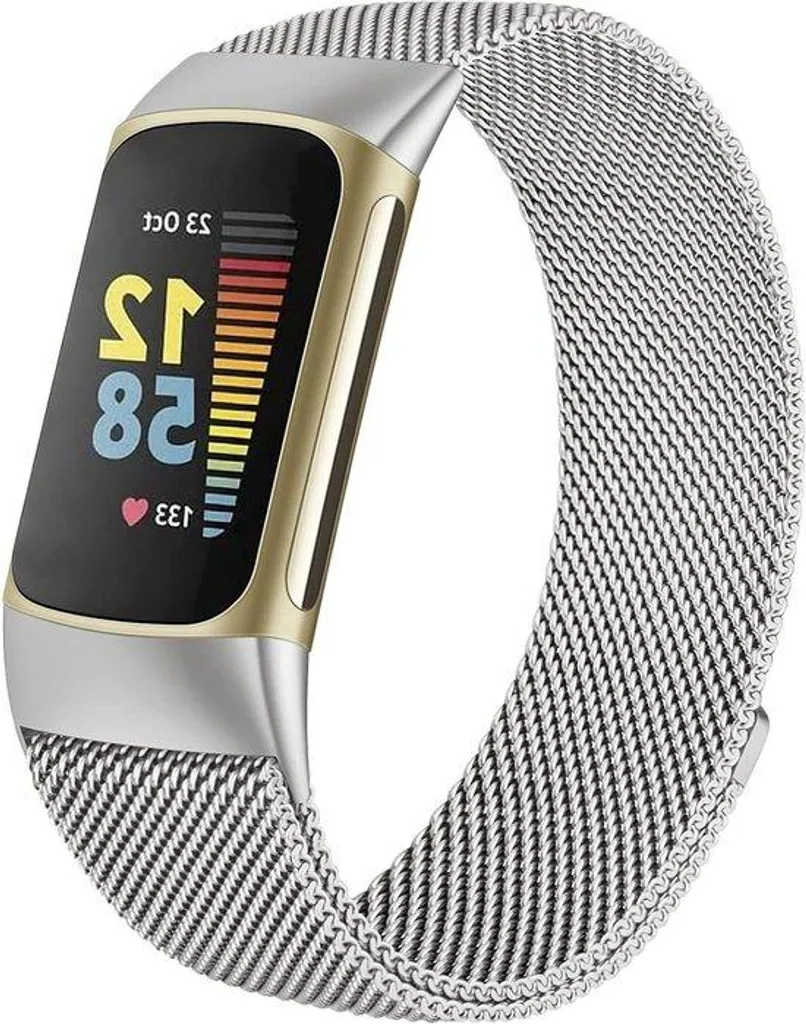 Bracelet Fitbit Charge 5 en Acier Inoxydable Noir à Mailles Magnétiques