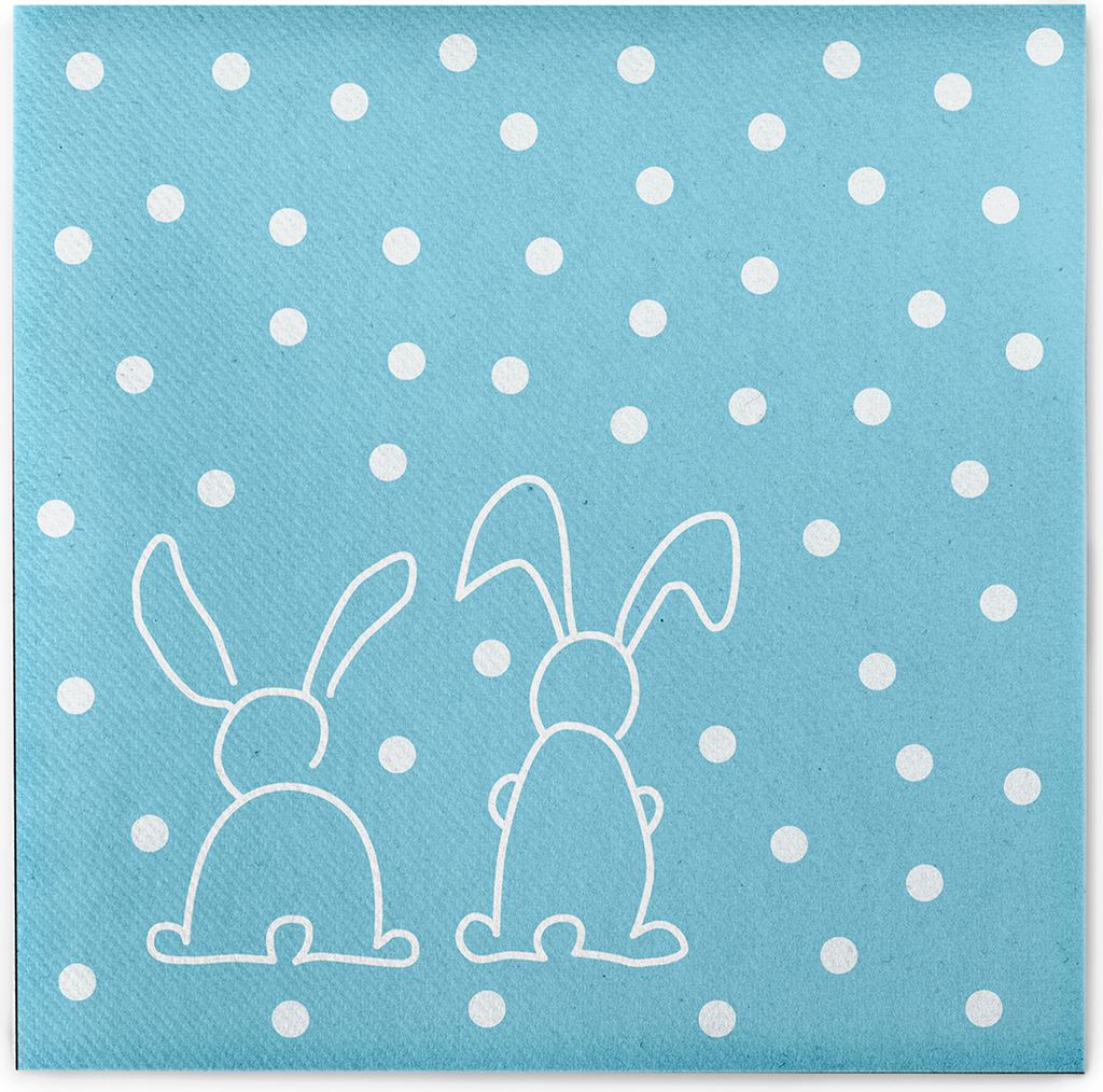 Sovie HOME Serviette Rabbits in Türkis aus Linclass Airlaid 40 x 40 cm, 12 Stück - Ostern Osterhase Osterserviette
