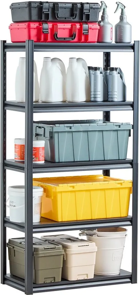 Étagère métallique pour cave et garage - Rayonnage 5 plateaux modulables