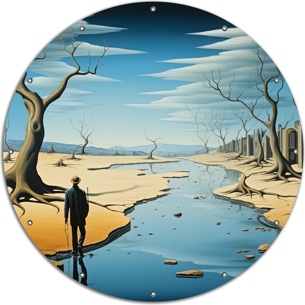 Wallario rundes Outdoor-Poster für Garten oder Balkon, Motiv Fluss der Zeit, 120 cm Durchmesser