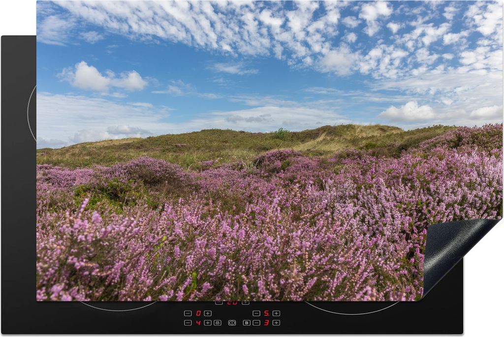 KitchenYeah Herdabdeckplatte Düne - Blume - Watteninseln , 80x52cm, Küche Deko, Glaskeramikfeld Herdabdeckung, Abdeckplatte fùr Kochfeld