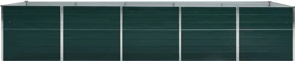 Bac à fleurs rectangulaire grand format 4m en métal vert galvanisé - 3