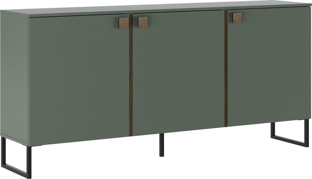 Carvico - Sideboard, 184x40x86h cm Grün, 3 Regalböden