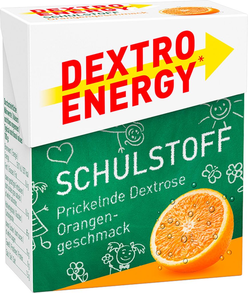DEXTRO ENERGY Schulstoff Täfelchen Orange, 50 g Täfelchen Produktbild 