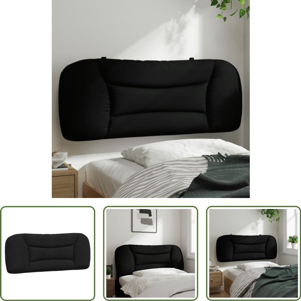 The Living Store Kopfteil-Kissen Schwarz 100 cm Stoff