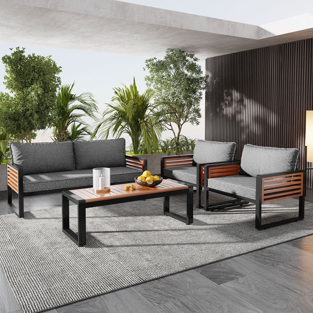 Merax Gartenlounge Set 4-tlg. Terassenmöbel mit Produktbild 2