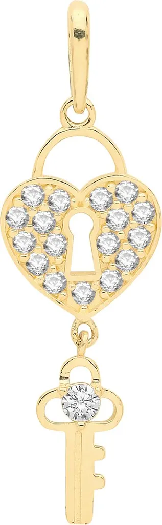 Collier Pendentif Coeur Or Jaune 9K et Pierre Brillante pour Femme