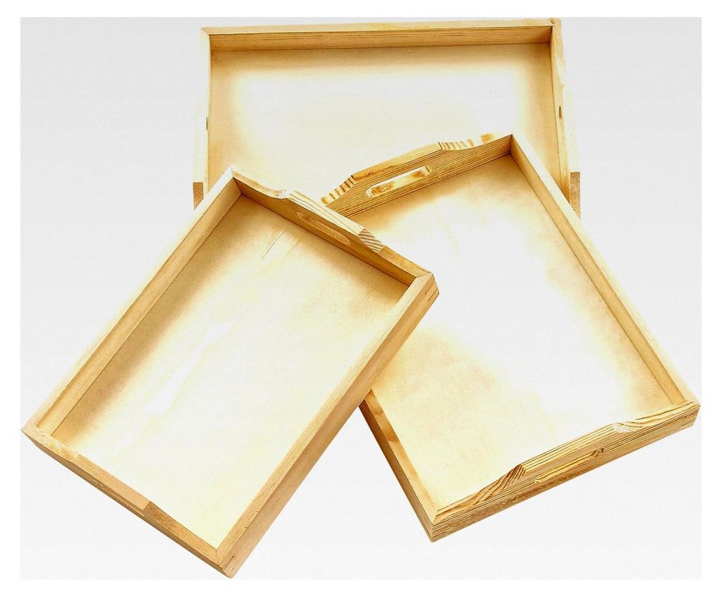 Set aus 3 Holztabletts Serviertablett Dekotablett Küchentablett