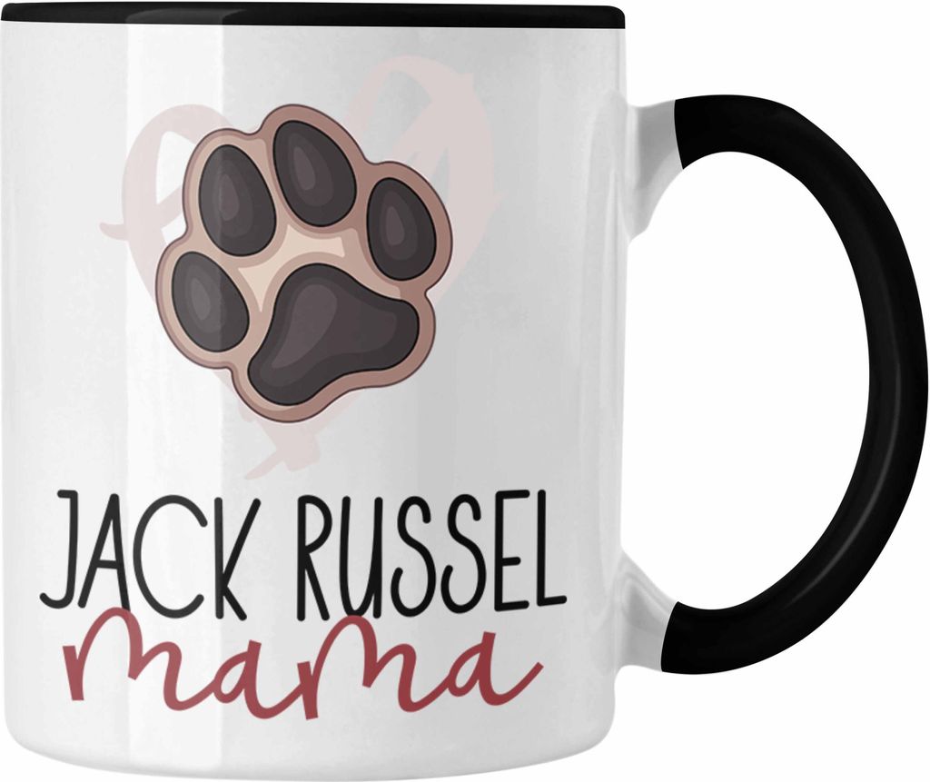 Trendation - Jack Russel Mama Tasse Geschenk Muttertag Lustige Pfote (Schwarz)