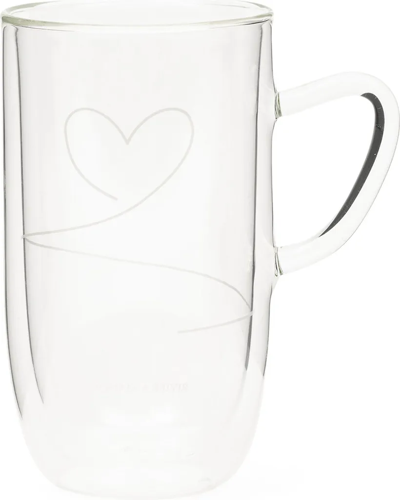 Grand verre borosilicate double paroi Avec amour pour latte et infusion