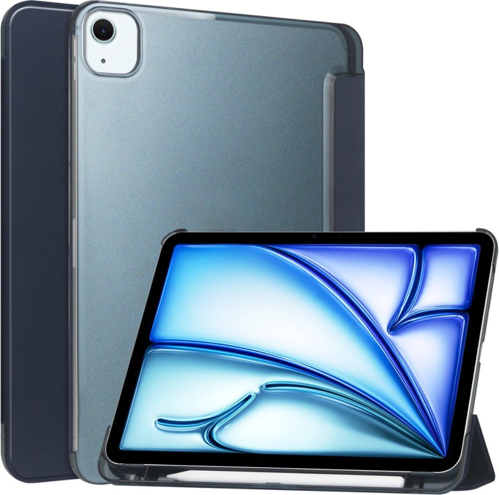 Case2go - Hülle kompatibel mit Apple iPad Air (2024) / Apple iPad Air (2025) - 11 Zoll - Mit Stifthalter - TPU Tablet Case Schutzhülle - Dunkelblau