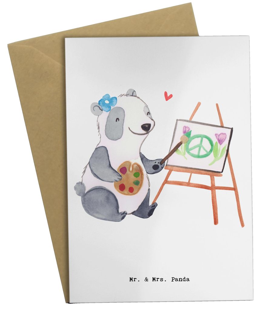 Mr. & Mrs. Panda Grußkarte Gestalterinnen für visuelles Marketing Herz - Weiß - Geschenk, hochzeitskarten, Grußkarten, einladungskarten, Beilei...