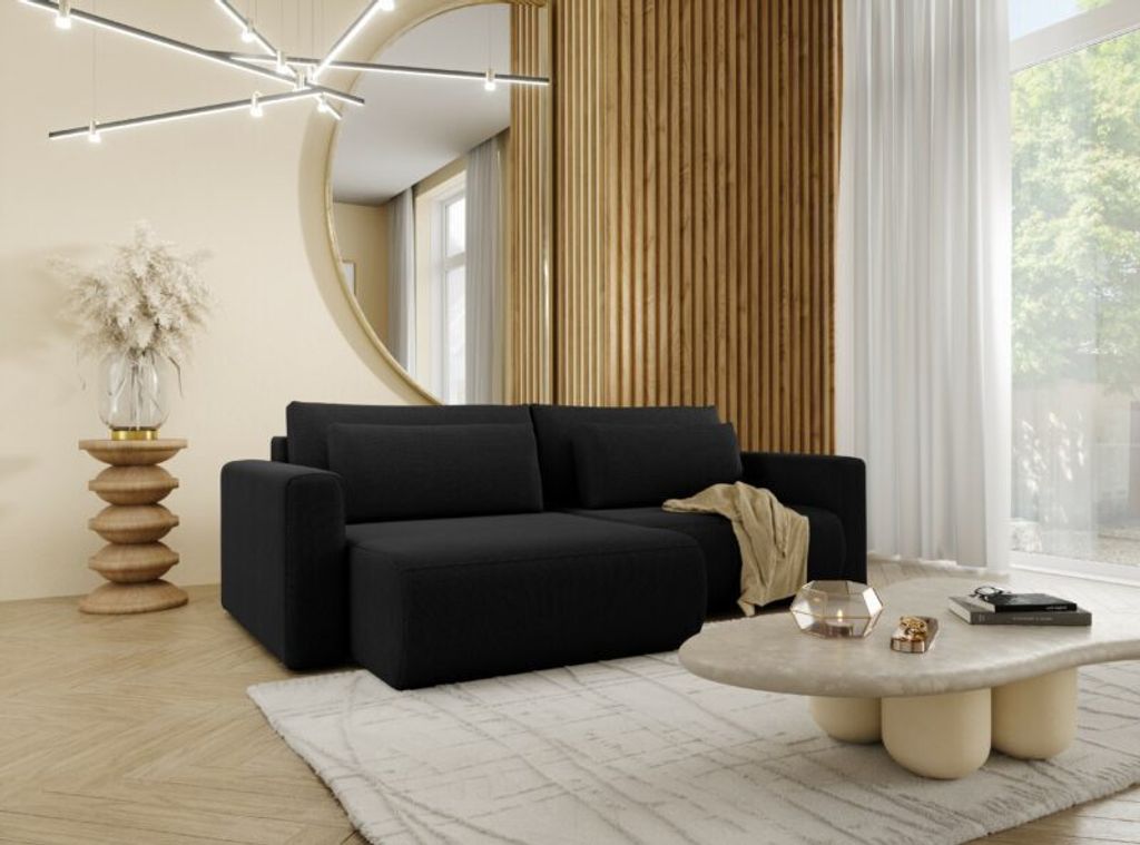 Intenso Ecksofa Sofa L Form Bettkasten Schlaffunktion "CURIOO L", Schwarz, Links