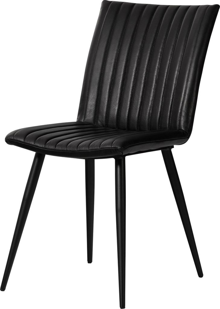 MASSIVMOEBEL24 Stuhl Echtleder 45x62x88 schwarz IRON LABEL #25