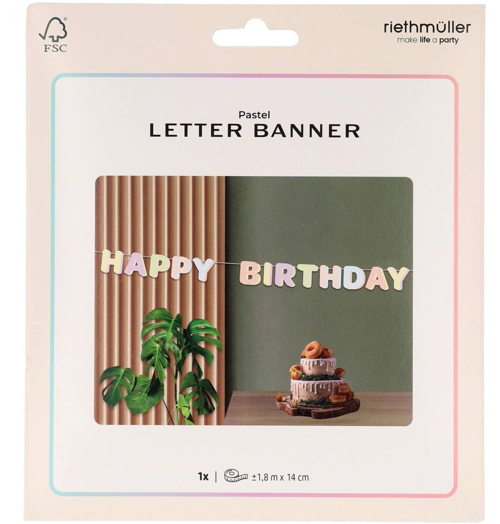 Dreamy Pastels Girlande "Happy Birthday" Papier | 1,8m