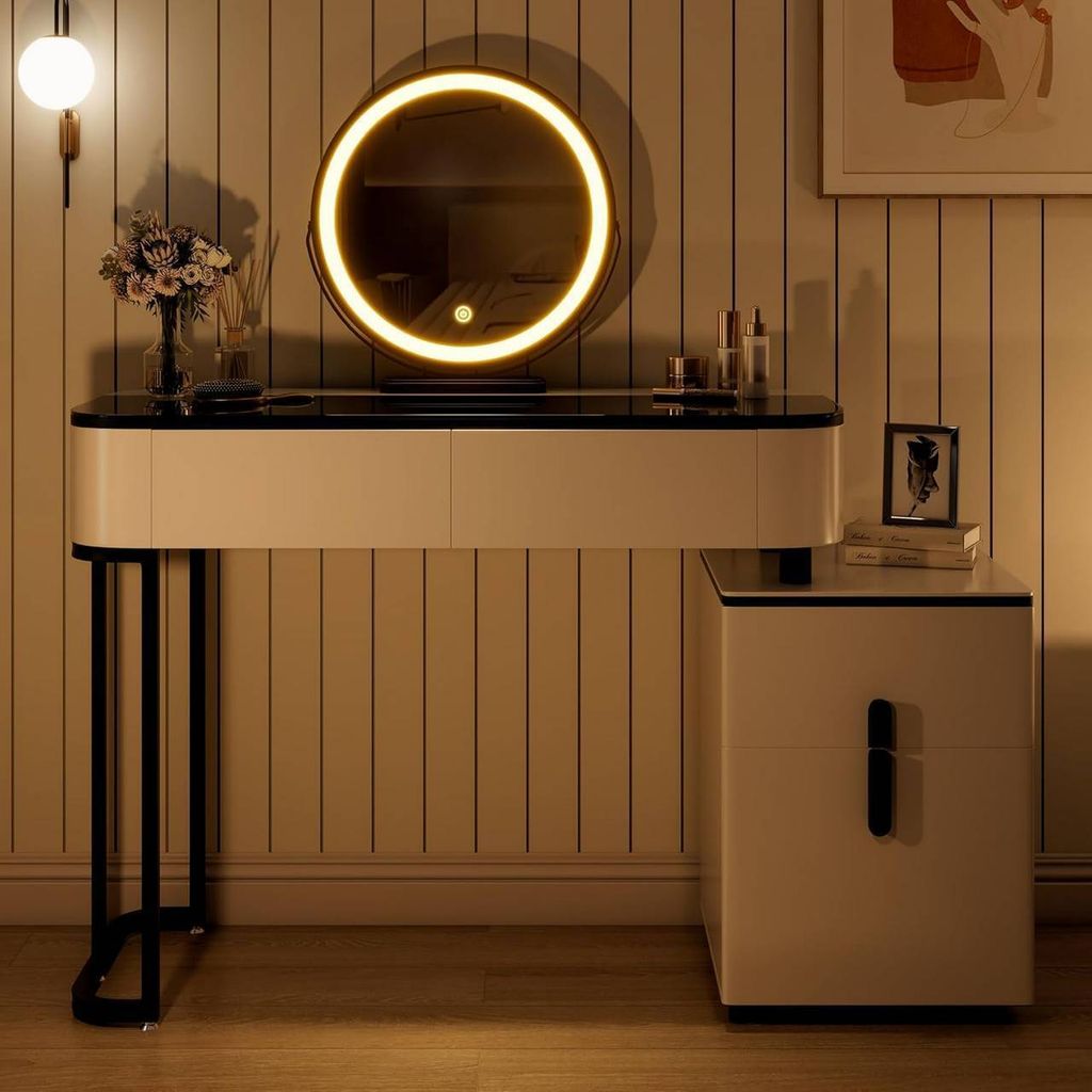 WOLTU Schminktisch mit LED, Glasplatte,  Seitenschrank, Produktbild 10