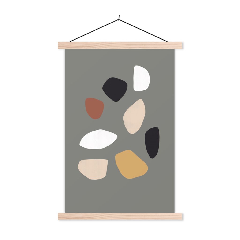 MuchoWow Textilposter Minimalismus - Pastell - Gestaltung 120x180 cm mit holzfarbenen Rahmen - Textil-Plakat