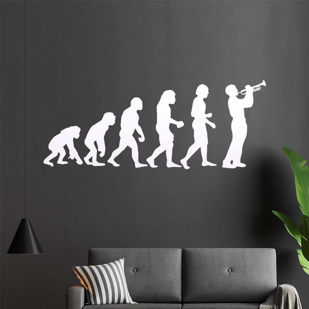 KIWISTAR Evolution - Trompete Blasen Instrument Klassik Jazz Orchester Wandtattoo in 6 Größen - Wandaufkleber Wall Sticker - Dekoration, Küche, ...