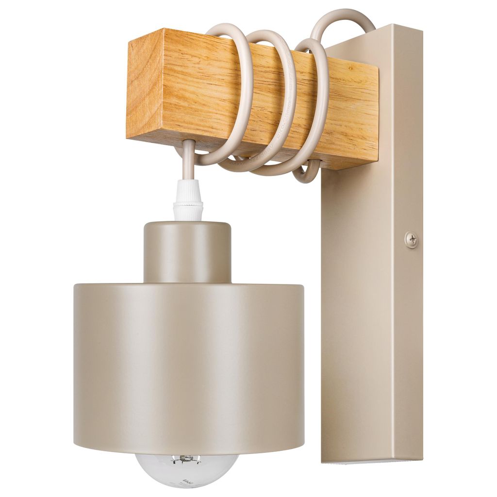 MasterLED Wandleuchte E27 Elza hängend Beige Kaschmir Holz Produktbild 