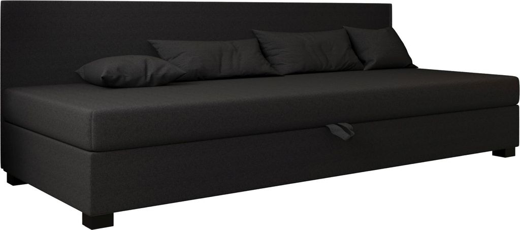 AURA SOFA Boxspringbett BOB BIZ 120x195 Komplett-Set mit Bonell Matratze, Polsterbett mit Bettkästen - Dunkelgrau, SAWANA 05