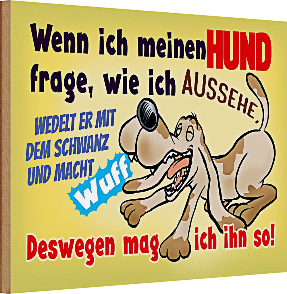 Holzschild Spruch 30x20cm wenn ich meinen Hund frage