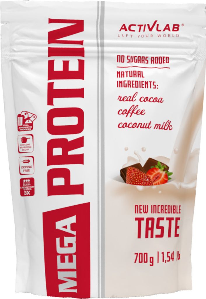 Activlab Mega Protein 700g, Molkenprotein, Kreatin, Taurin - Erdbeerschokolade