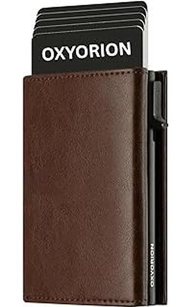 Portafoglio da uomo | Portafoglio sottile con scomparto per banconote, scomparto per monete, scomparti per carte e protezione RFID | Mini portacarte | Portafoglio da uomo con confezione regalo (Espresso)