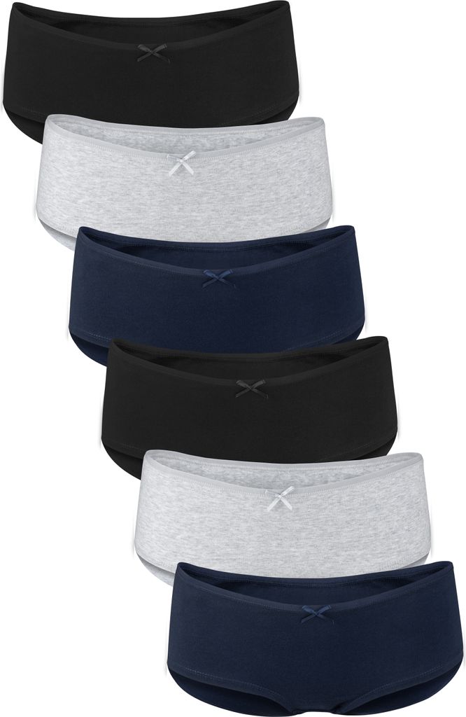 Fabio Farini - 6 Stück Damen Panties - klassische Frauen Hipster Unterhosen aus Baumwolle im sportlichen Panty-Style