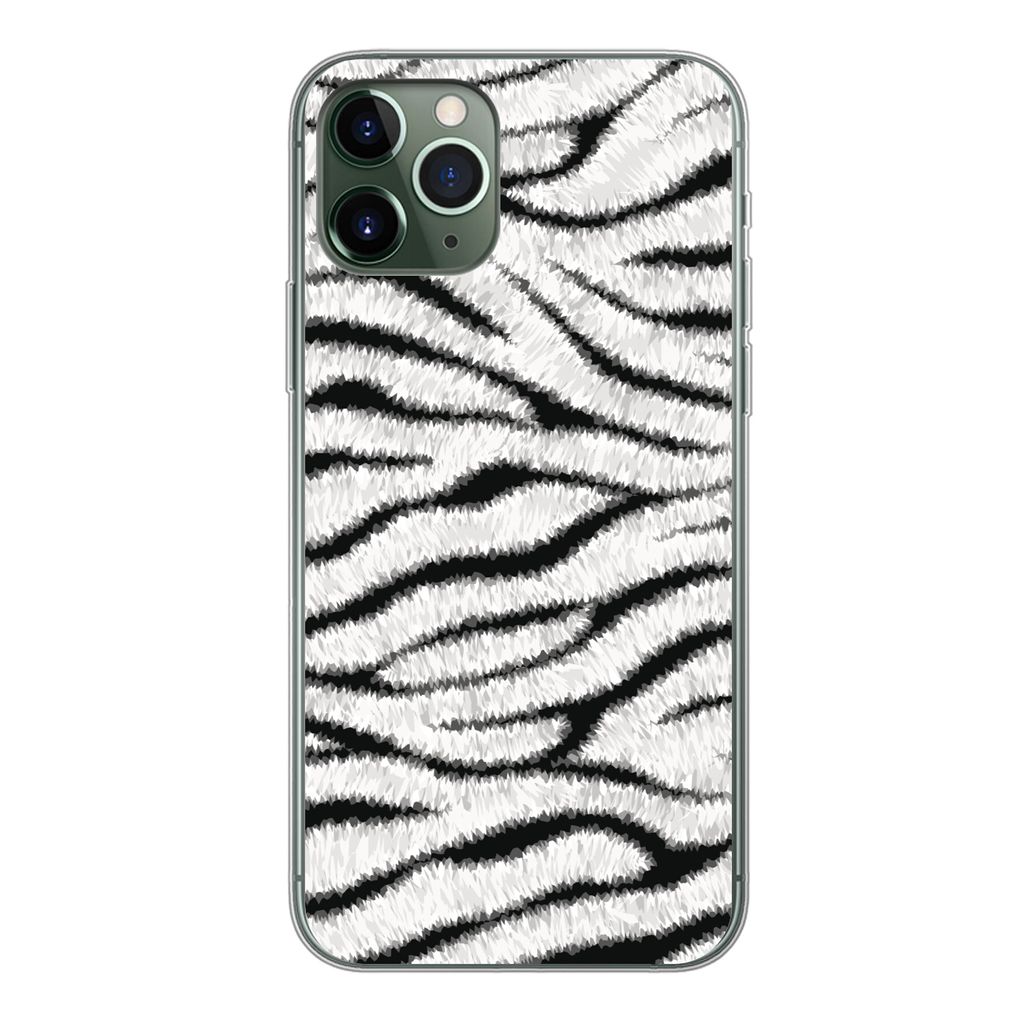 MuchoWow Handyhülle Schutzhülle Hülle für iPhone 11 Pro Tiermuster - Zebra - Weiß Silikon Softcase Handy Hülle - Handy
