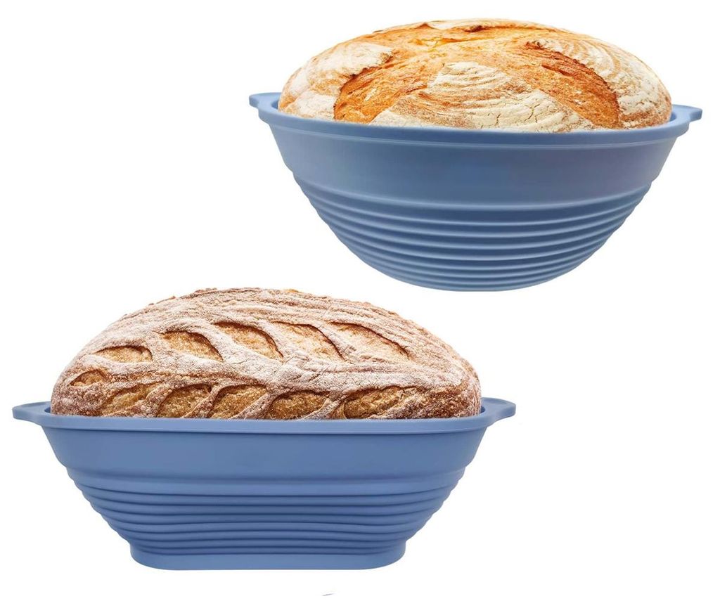 Gärkörbchen Set aus Silikon, Brot Gärkorb oval & rund, Produktbild 