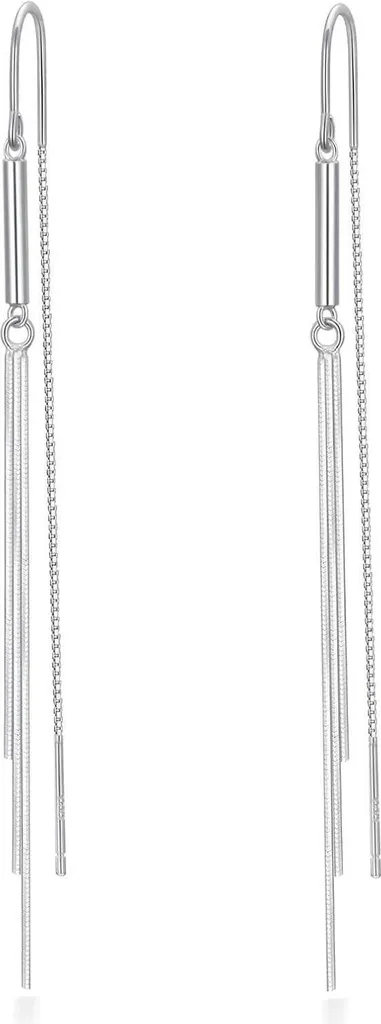 Boucles d'oreilles argent 925 anti-allergie chaîne pendante femme