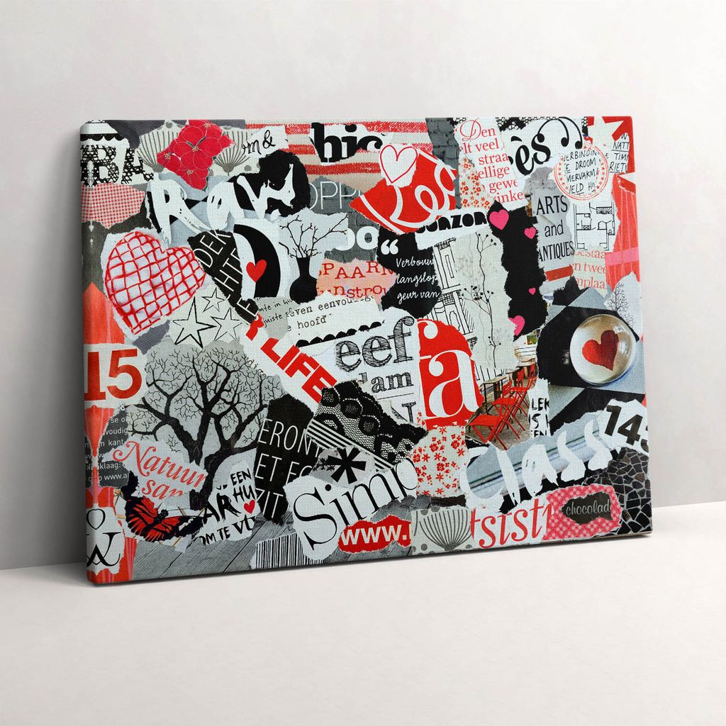 Moodboard mit Herzen – Leinwandbild Wandbild – 80x60 cm – Leinwandbilder – Wandbilder – Schlafzimmer – Flur