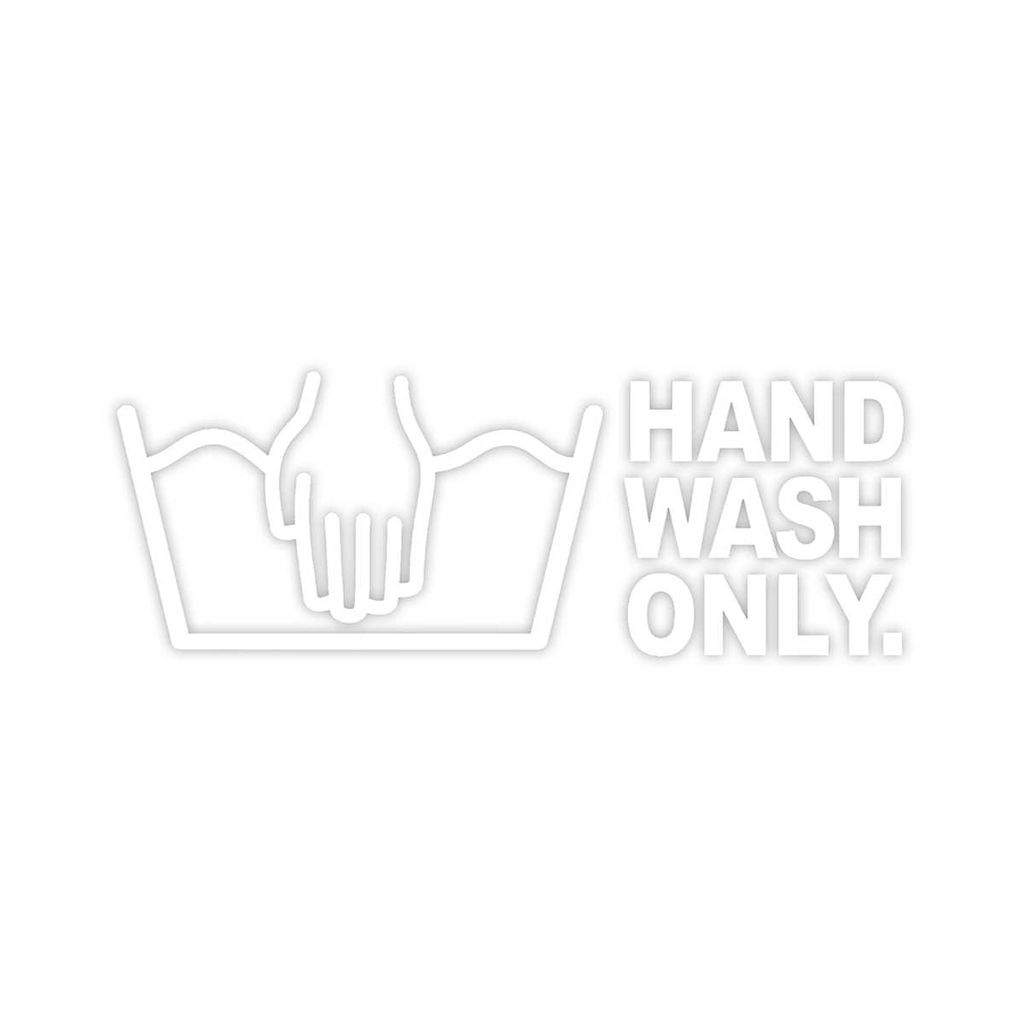 1 Fun-Aufkleber Handwash Only weiß I kfz_459 I 10 x 4 cm I Fahrzeug-Sticker Auto-Aufkleber Fahrrad-Aufkleber I mit Spruch lustig wetterfest