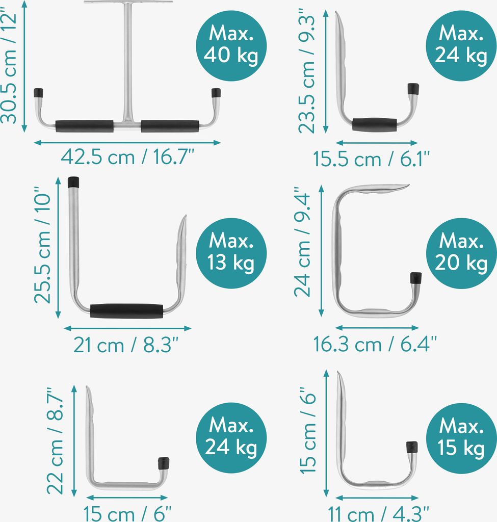 Navaris Garagenhaken Set 12tlg. - Haken für Wand und Decke Produktbild 6