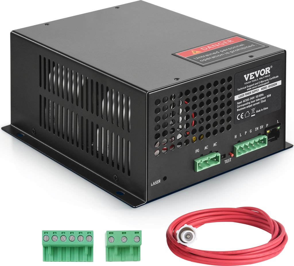 VEVOR CO2-Laser-Netzteil, 80-W-Laserröhren-Netzteil, Konstantstrom- und Leerlaufschutz, schnelle Wärmeableitung, Power Supply kompatibel mit Lase...