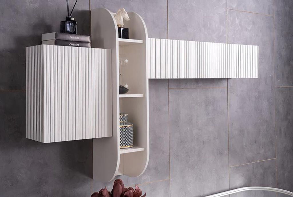 Wandregal Schrankwand Wandboard Hängeregal Wohnwand Wohnzimmer Weiß