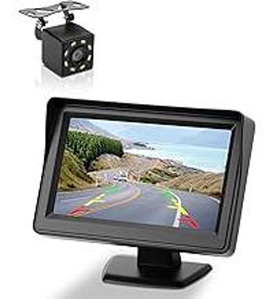 SUPAREE 4.3 1080P Rückfahrkamera mit Monitor Einparkhilfe hinten Kamera Rückfahrkamera nachrüsten mit Kabel mit TFT LCD Monitor und Zigarettenan...