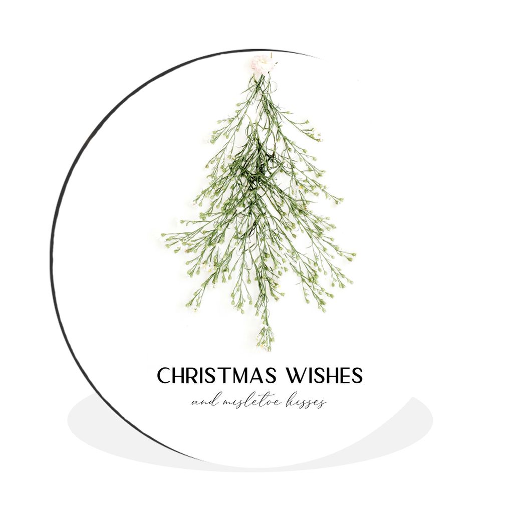 MuchoWow Aluminium Wandkreis Winter - Baum - Mistelzweig Ø 60 cm Wanddeko Modern Wohnzimmer - Wand Kreis - Wandbild - Schlafzimmer - Aluminium B...