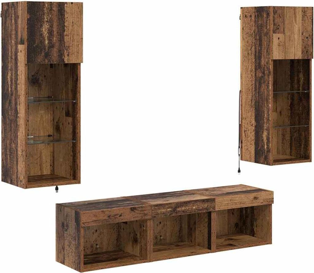TV-Wandgeräte 5 pcs Schwarz Eichen-Optik Holzwerkstoff