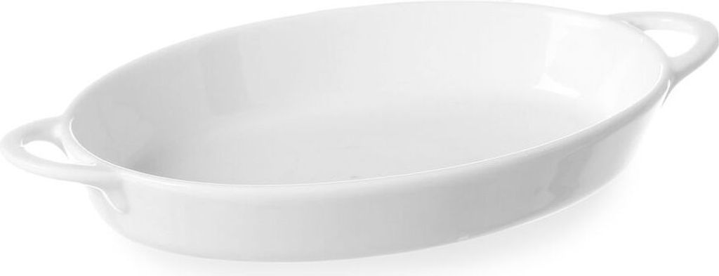 48x Ofenform / Auflaufform mit Ohrengriffen, oval, weiß, Porzellan, 190 ml, 20 x 10,7 x 3 cm