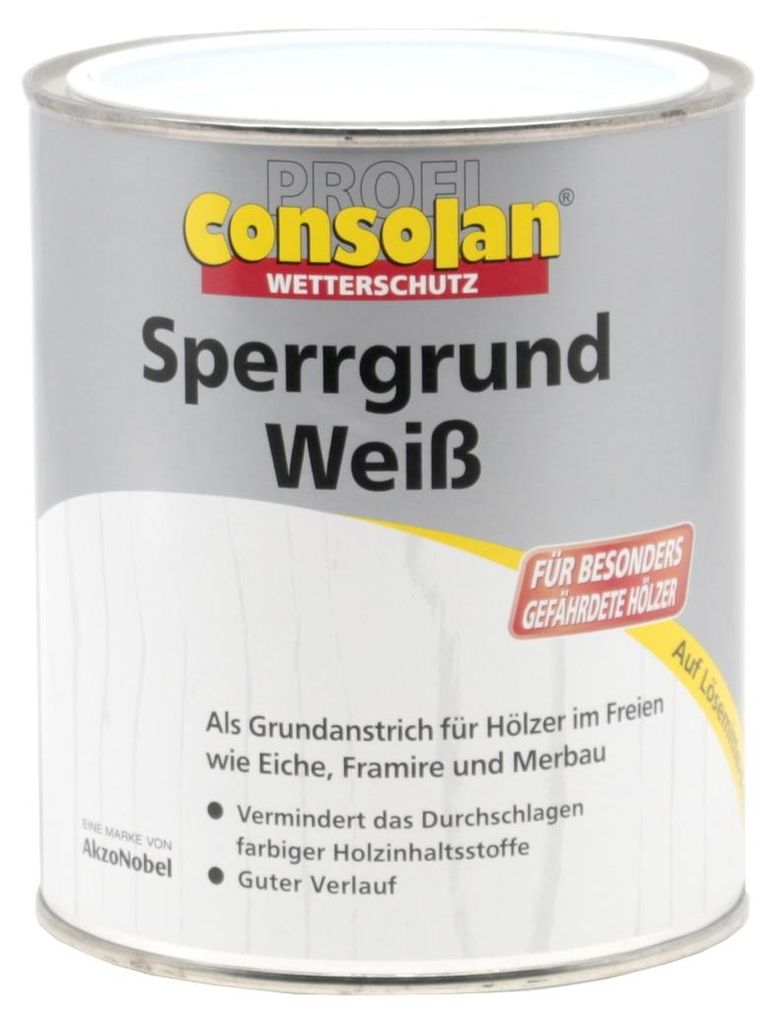 Profi Consolan Wetterschutzfarbe Sperrgrund weiß Holzschutz Produktbild 