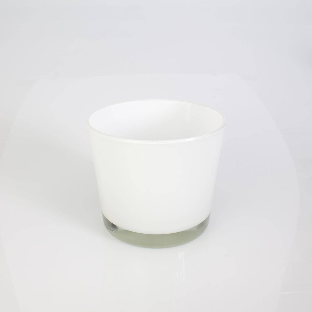 INNA-Glas Blumentopf - Windlicht Alena, weiß, 12,5cm, Ø 14,5cm - Konisches Glas - Pflanzgefäß