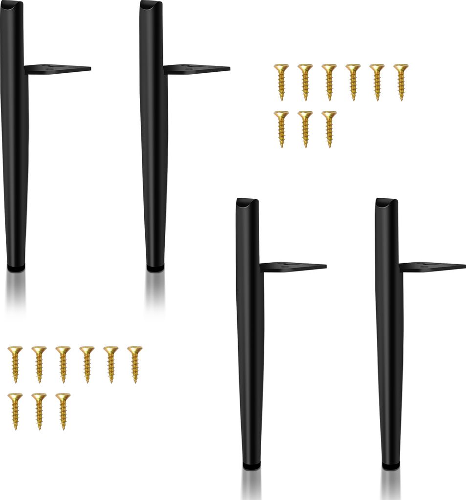 Bettizia 4er Set Möbelfüße Tischbein Set Sofafüße Möbelbeine Bettstützen Sofafüße Schrankfuß Möbelbeine Metall Füße Schwarz 13cm