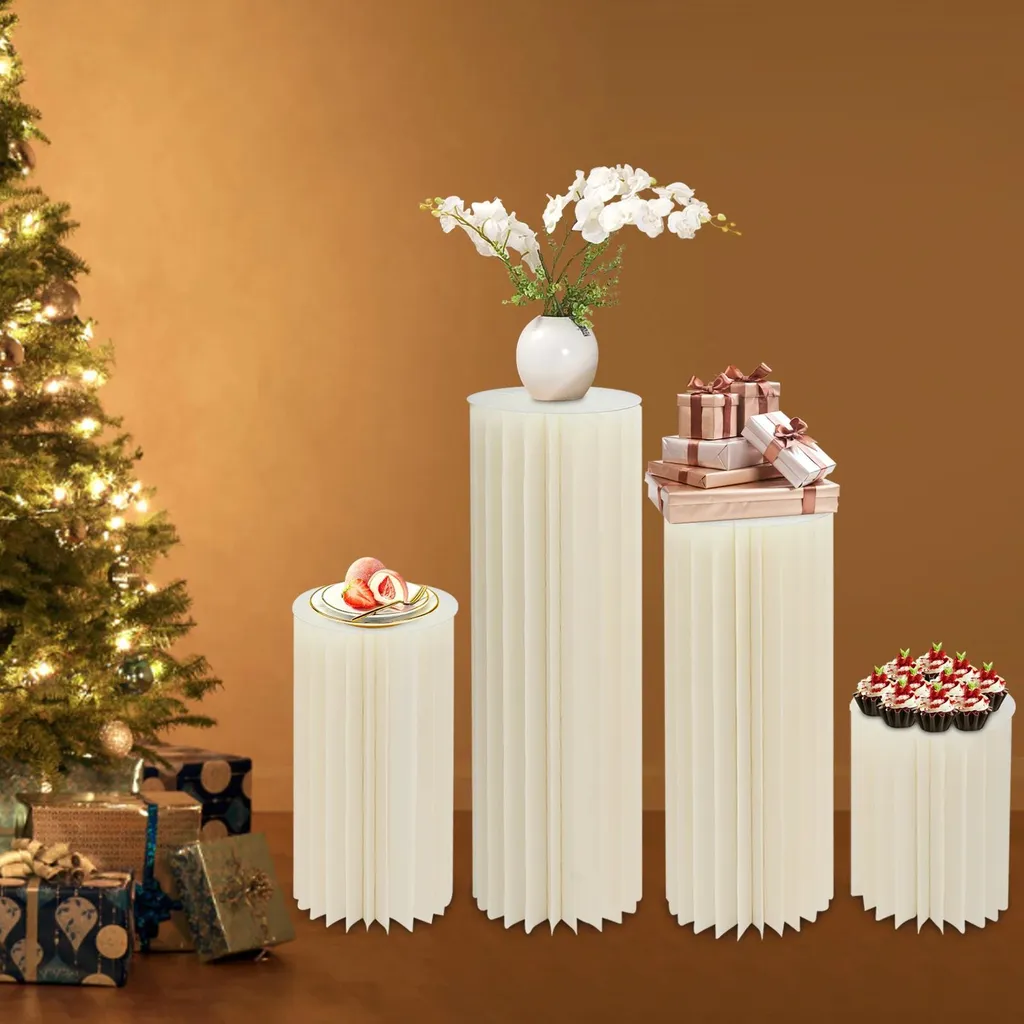 Centre de table pour anniversaire blanc - Lot 4 colonnes modulables - 4