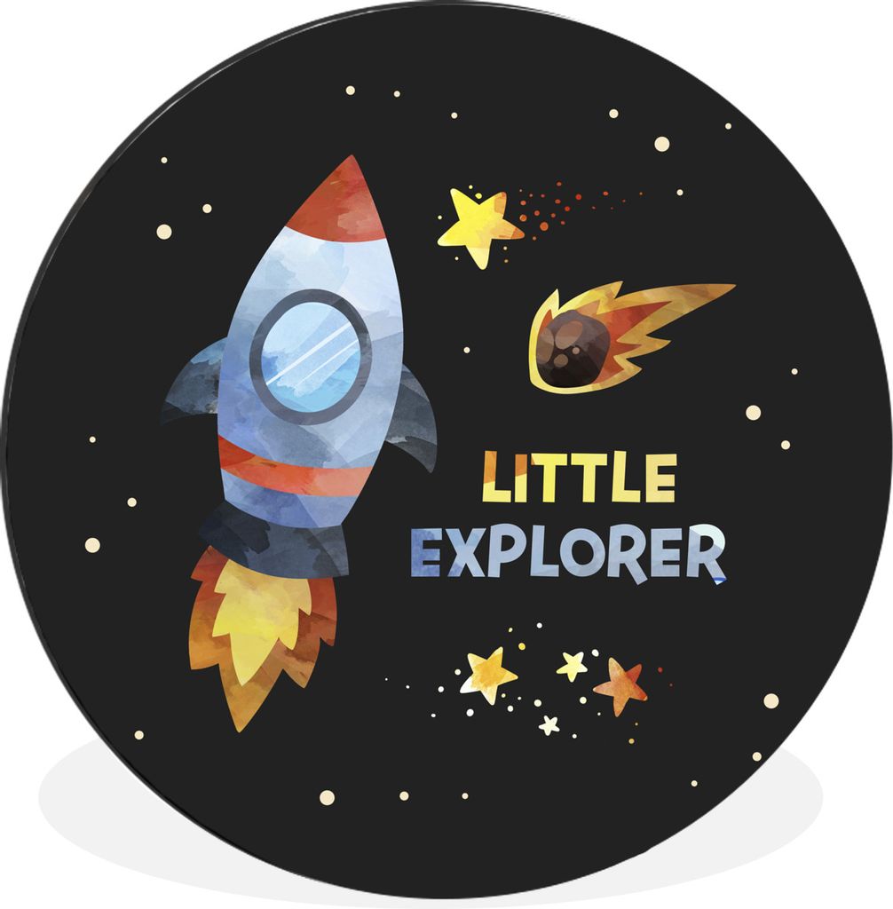 MuchoWow Aluminium Wandkreis Sprichwörter - Weltraum - 'Kleiner Entdecker' - Zitate - Jungen - Kinder - Kind - Kinder Ø 60 cm Wanddeko Modern W...