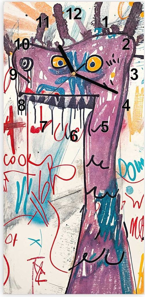 Wanduhr aus Glas mit Motiv Kreatives Graffiti- 30 x 60 cm - inkl. Aufhängesystem