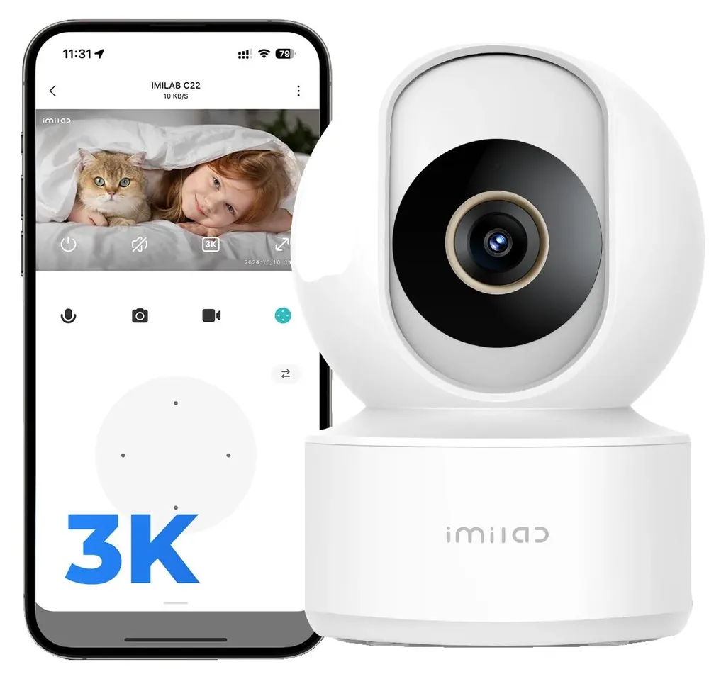 Caméra bébé et maison PTZ 360° 5MP détection de mouvement IA blanche